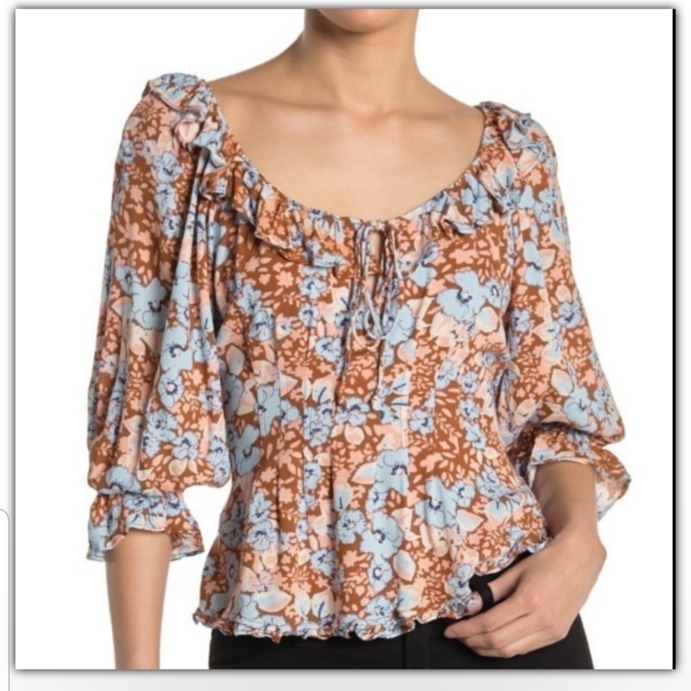 NWT FREE PEOPLE FLORAL TOP boho western style top